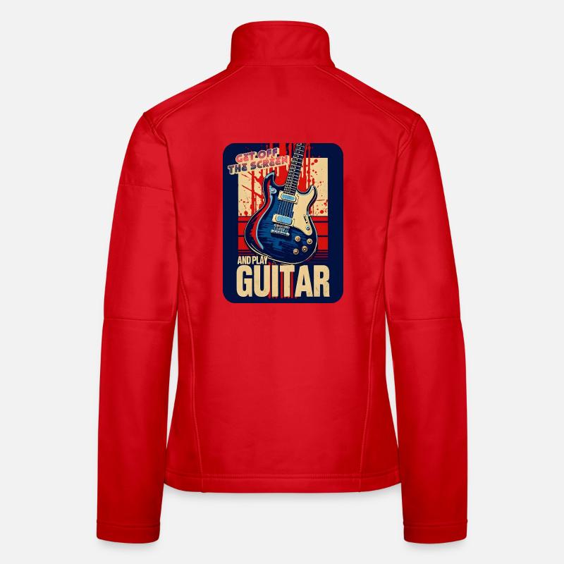 Get Off The Screen and Play Guitar - Women's Softshell Jacket - red