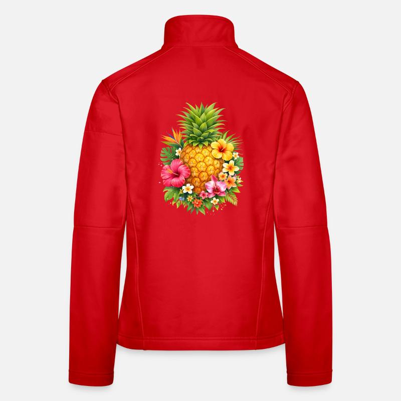 Ananas tropical avec des fleurs Veste en tissu softshell Femme