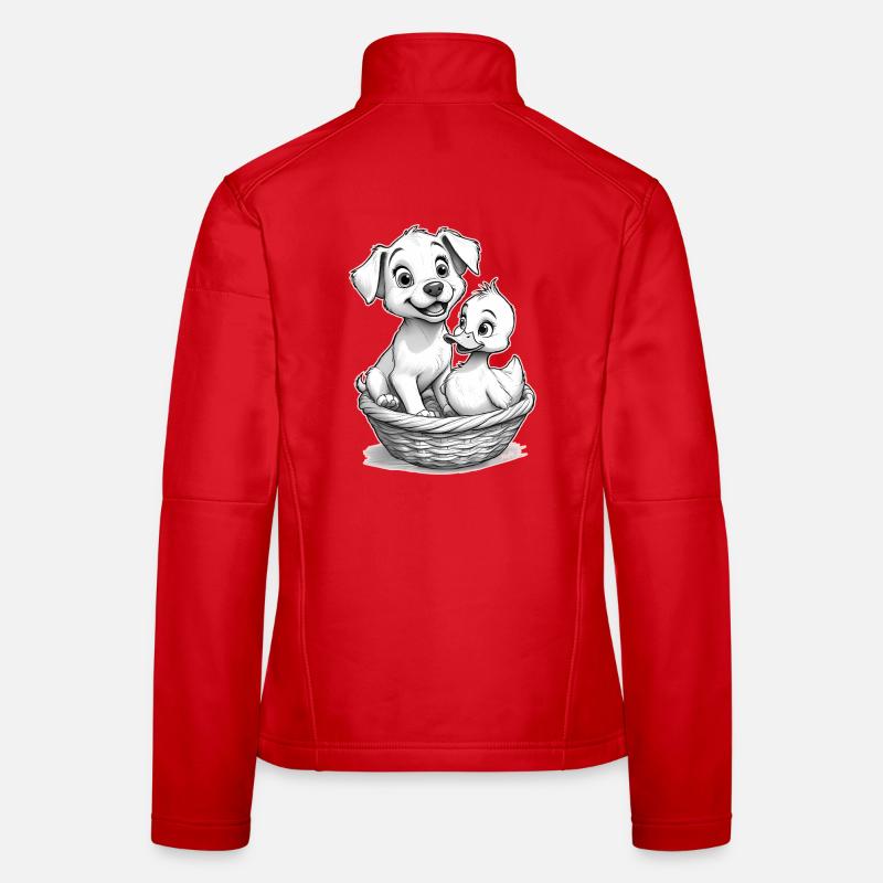 Le chien mignon et le canard dans le panier – 🐶🦆 Veste en tissu softshell Femme