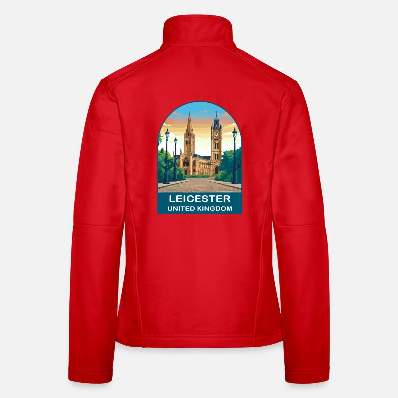 Conception d’affiche de voyage Leicester Skyline UK Veste en tissu softshell Femme