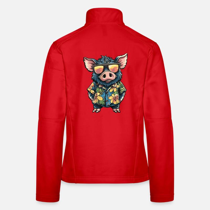 Pig Comic Holiday Wild Boar Women's Softshell Jacket