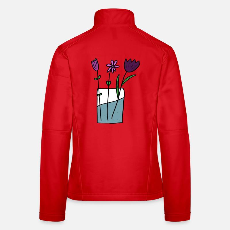 Flowers in clay pot design - Women's Softshell Jacket - red
