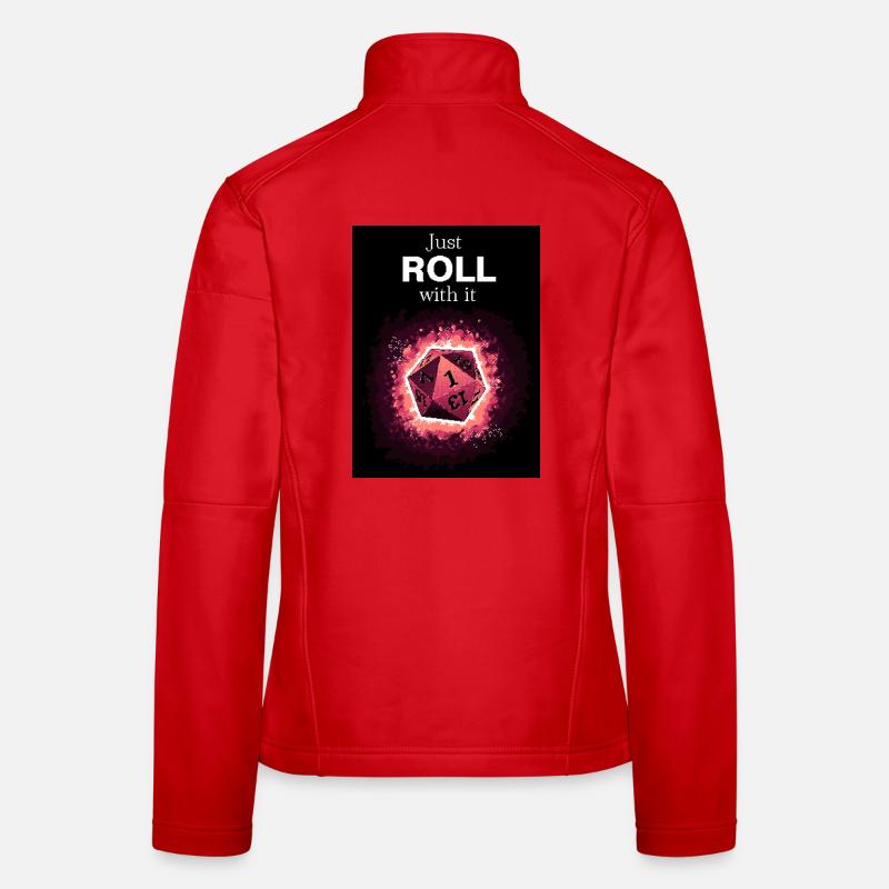 Just Roll With It Retro D20 Magenta Dice Women's Softshell Jacket