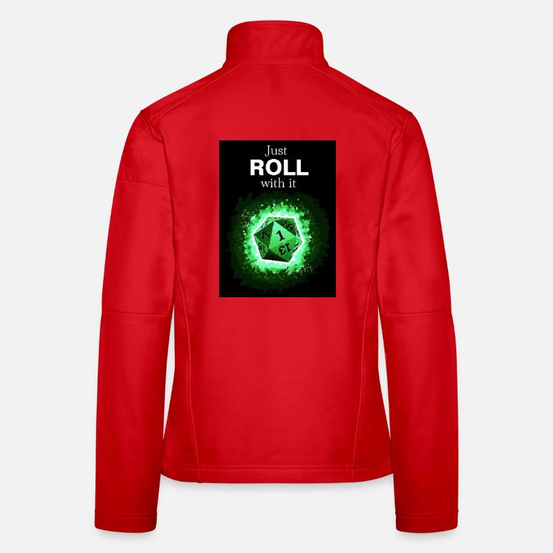 Just Roll With It Retro D20 Green Dice Women's Softshell Jacket