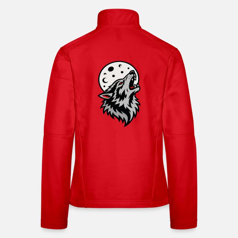 Wolf howling under the mystical full moon Women's Softshell Jacket