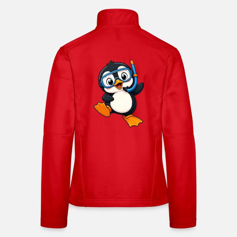 Mignons Penguin Vacances Plongée Eau Mer d’été Veste en tissu softshell Femme