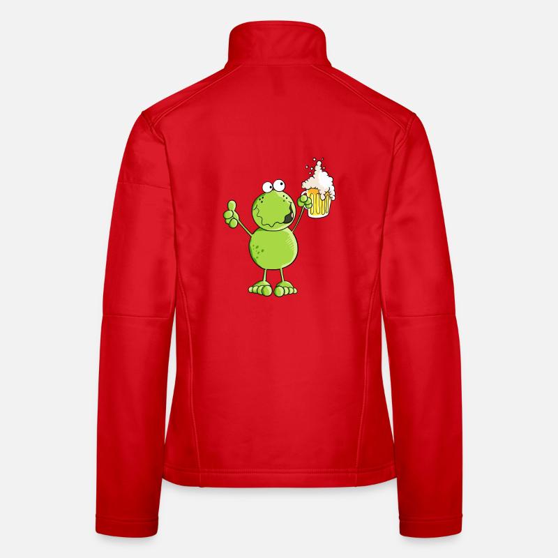 Frosch hebt ein Bier - Prost - Alkohol - Comic Frauen Softshelljacke