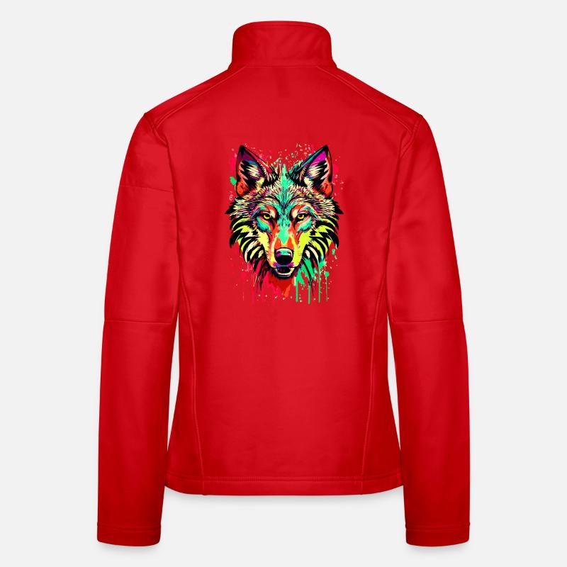 Wolf Colorful - Colorful Wolf - I Love Wolves - Women's Softshell Jacket - red