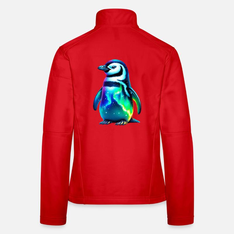Aurora Borealis Penguin Women's Softshell Jacket