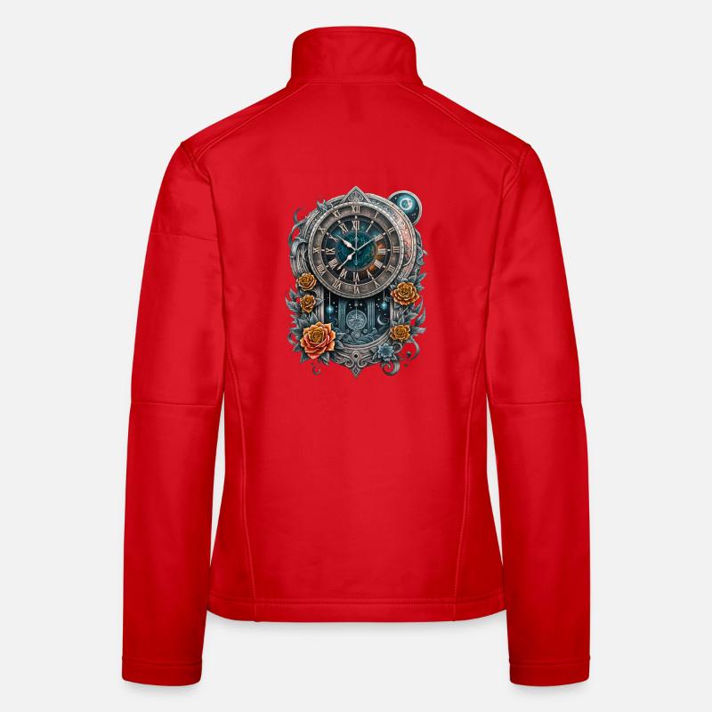 Steampunk watch adorned with roses. Women's Softshell Jacket