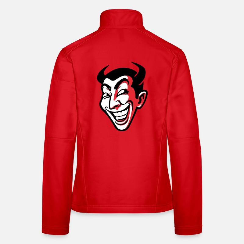 Ausdrucksstarkes lächelndes Comic-Gesichtsdesign Frauen Softshelljacke