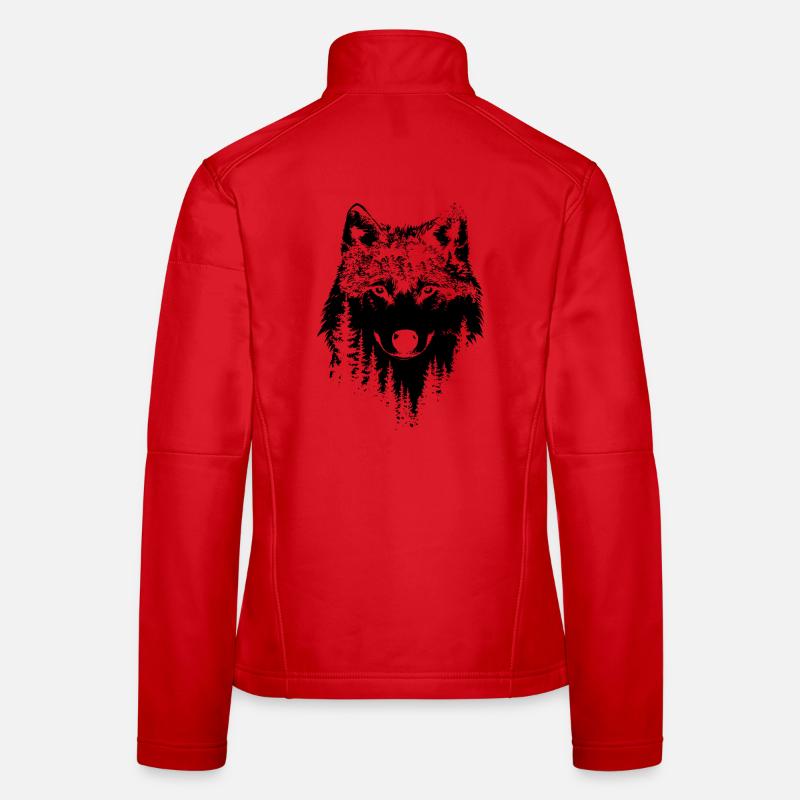 Silhouette de forêt de loups Veste en tissu softshell Femme