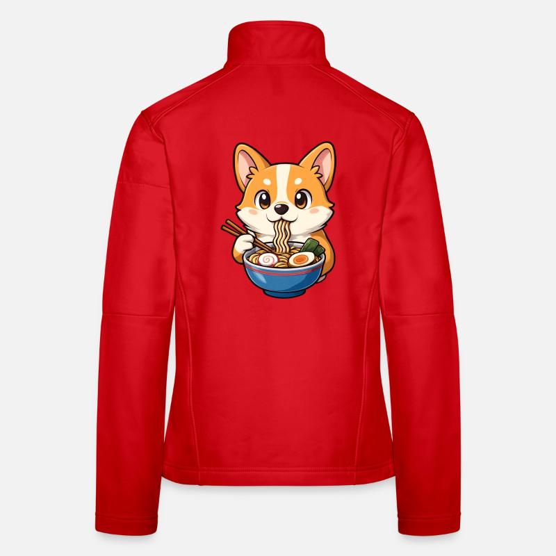 Corgi Eats Ramen Noodles Women's Softshell Jacket