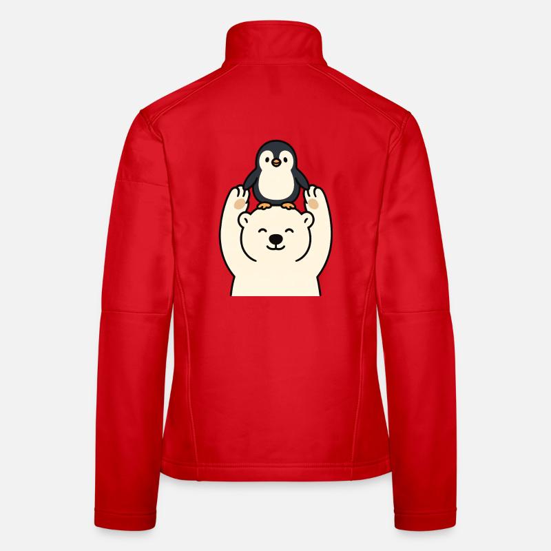 Friendship between polar bear and penguin Women's Softshell Jacket