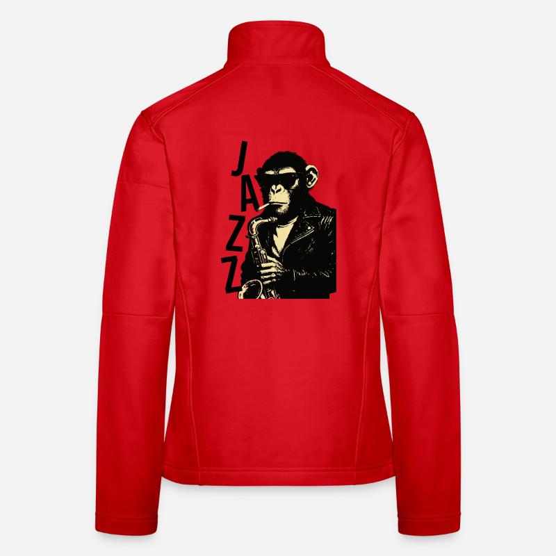Saxophone monkey plays saxophone Women's Softshell Jacket