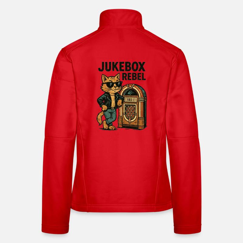 Rockabilly Jukebox Coole Katze Rebell Retro Gesche Frauen Softshelljacke