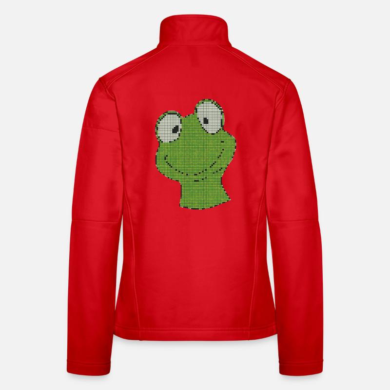 Pixel Frog Green Pixel Smiley Women's Softshell Jacket