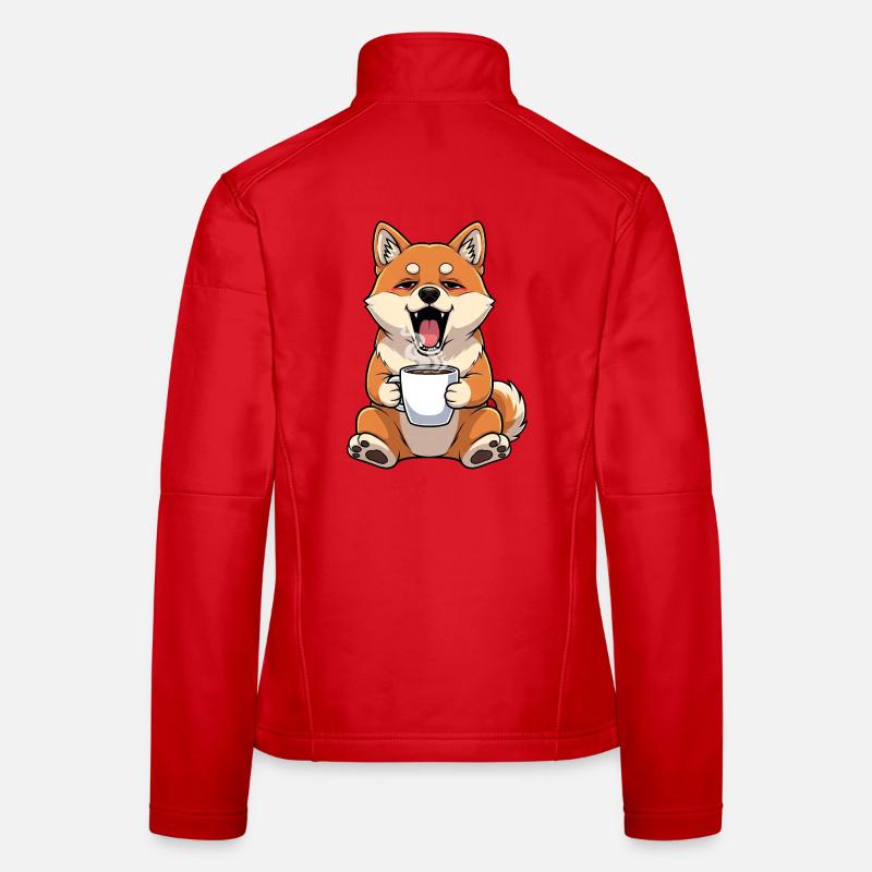 Cute Fox Cartoon Coffee Coffee Lover Office Women's Softshell Jacket