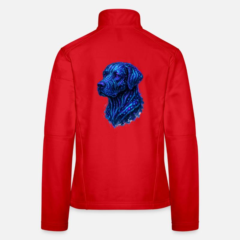 Labrador Psychédélique Néon Style Cané Retriever Veste en tissu softshell Femme