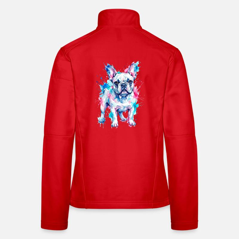 Farbenfroher Hund: Aquarell Kunst Design Frauen Softshelljacke