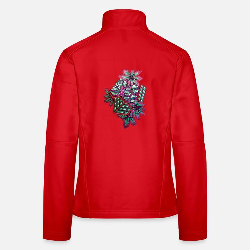Cubes de fleurs géométriques Color Flow Veste en tissu softshell Femme