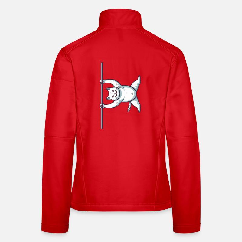 White Comic Cat in Iron X - Women's Softshell Jacket - red