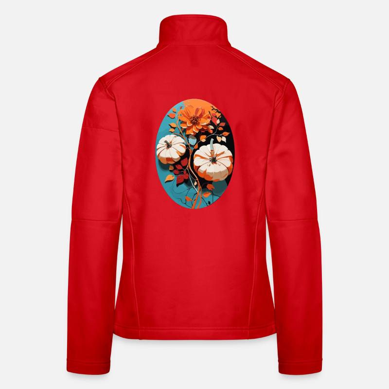 Pumpkin with flowers Women's Softshell Jacket