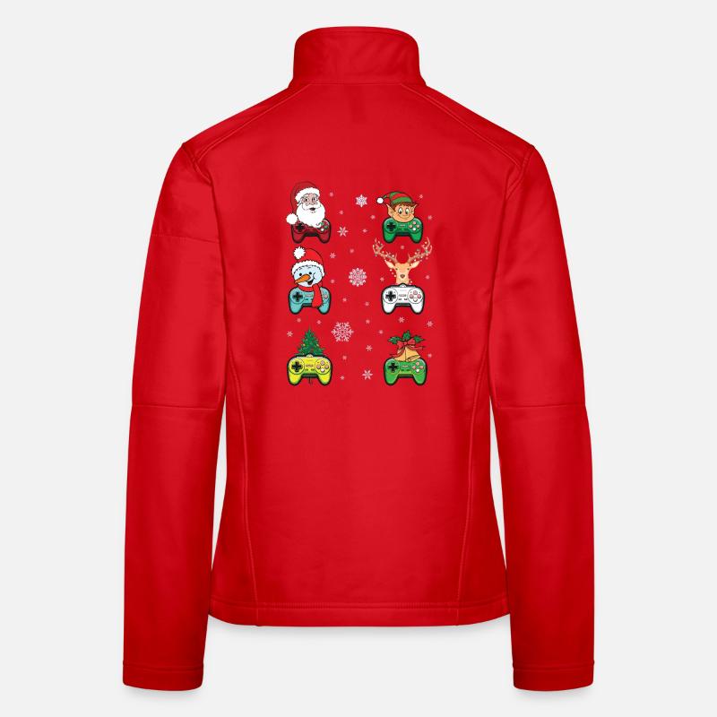 Festive Gaming Characters with Christmas Elements Women's Softshell Jacket
