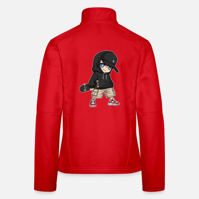 Conception de dessin animé de skateboarder urbain Veste en tissu softshell Femme