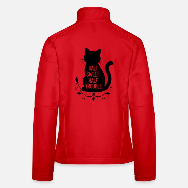 Chat noir mi-doux mi-trouble Veste en tissu softshell Femme