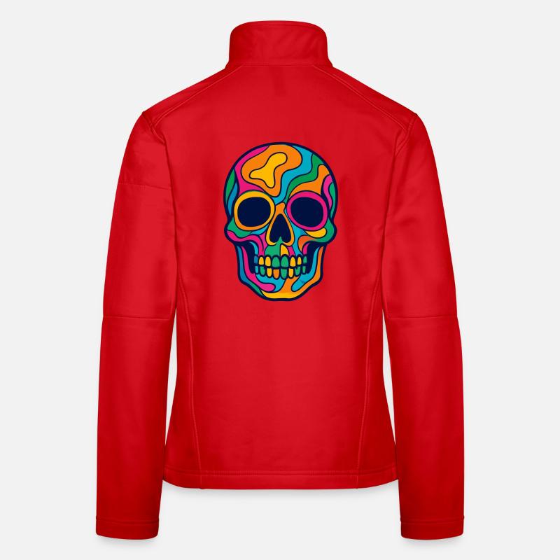 Crâne multicolore Halloween Veste en tissu softshell Femme