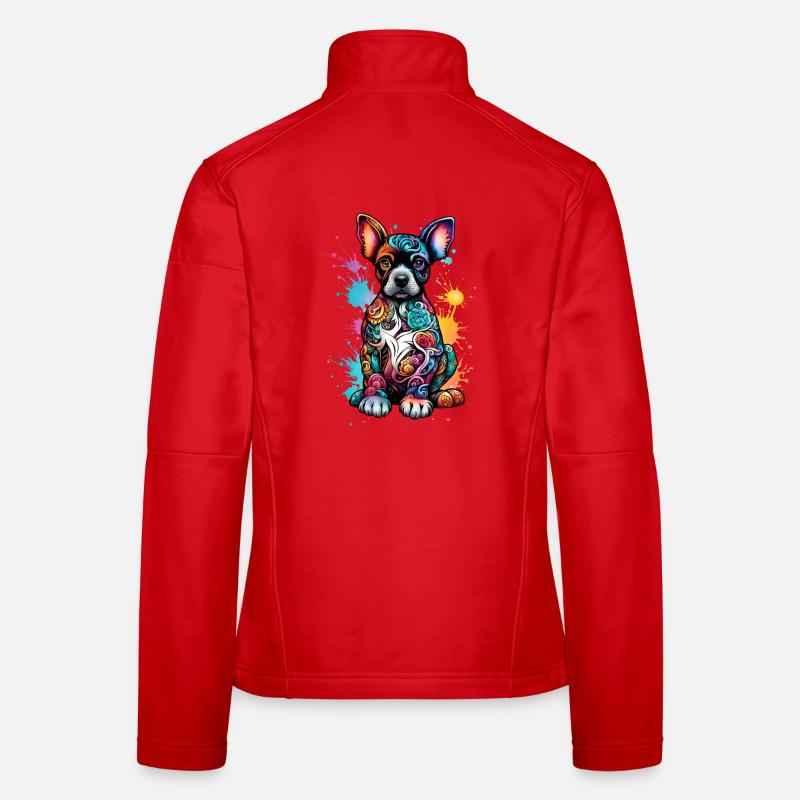 Colorful dog with paint splash Women's Softshell Jacket