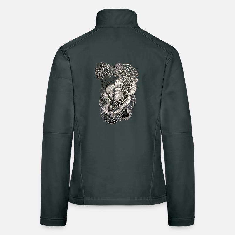 Linear flower tendrils Women's Softshell Jacket