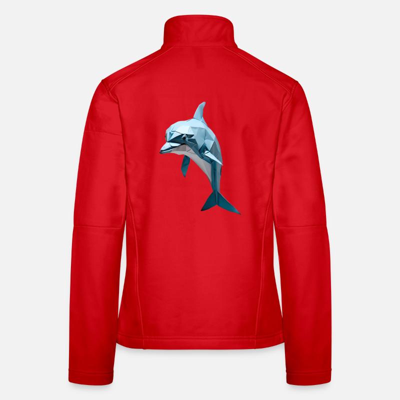 Blue Low-Poly Dolphin Women's Softshell Jacket