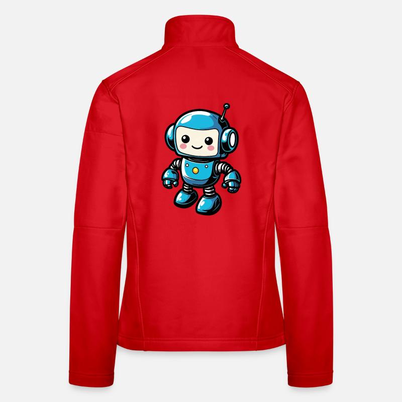 Blue Robot Friend Sticker Women's Softshell Jacket
