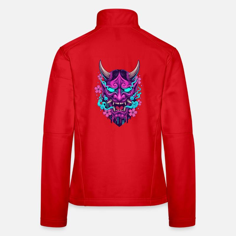 Floral Neon Demon Mask - Women's Softshell Jacket - red
