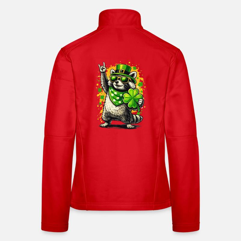 Trèfle de la Saint-Patrick du raton laveur Veste en tissu softshell Femme