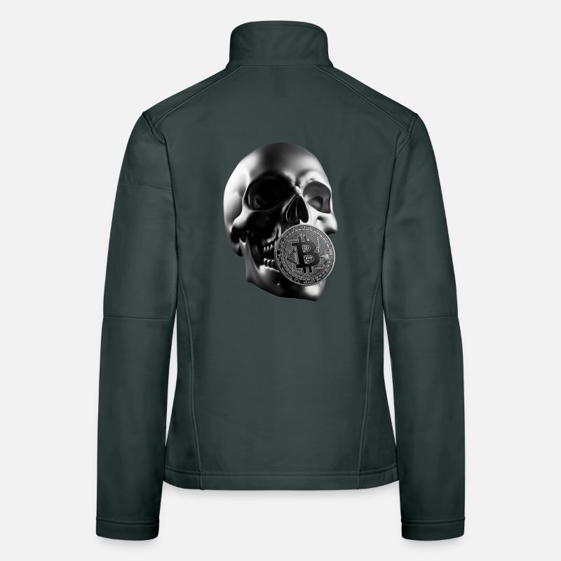 Bitcoin Skull Totenkopf Krypto Design Frauen Softshelljacke