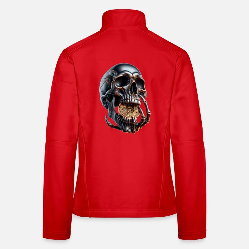 Bitcoin Skull Dark Crypto Design Women's Softshell Jacket