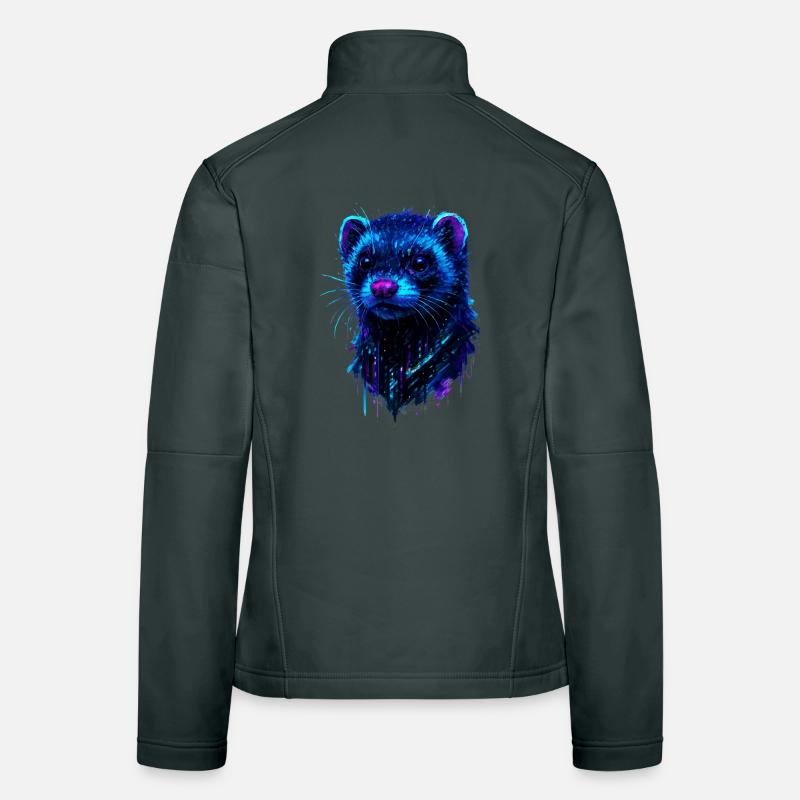 Furet Cosmique aux Éclats de Lumière Néon Veste en tissu softshell Femme