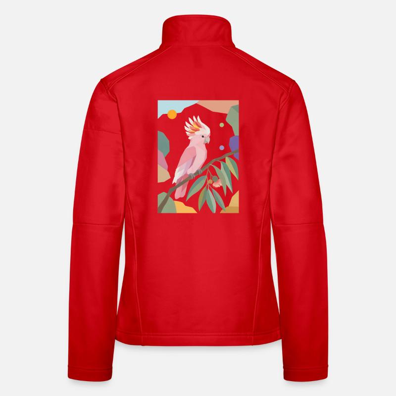 Oiseau perroquet cacatoès rose Design Veste en tissu softshell Femme