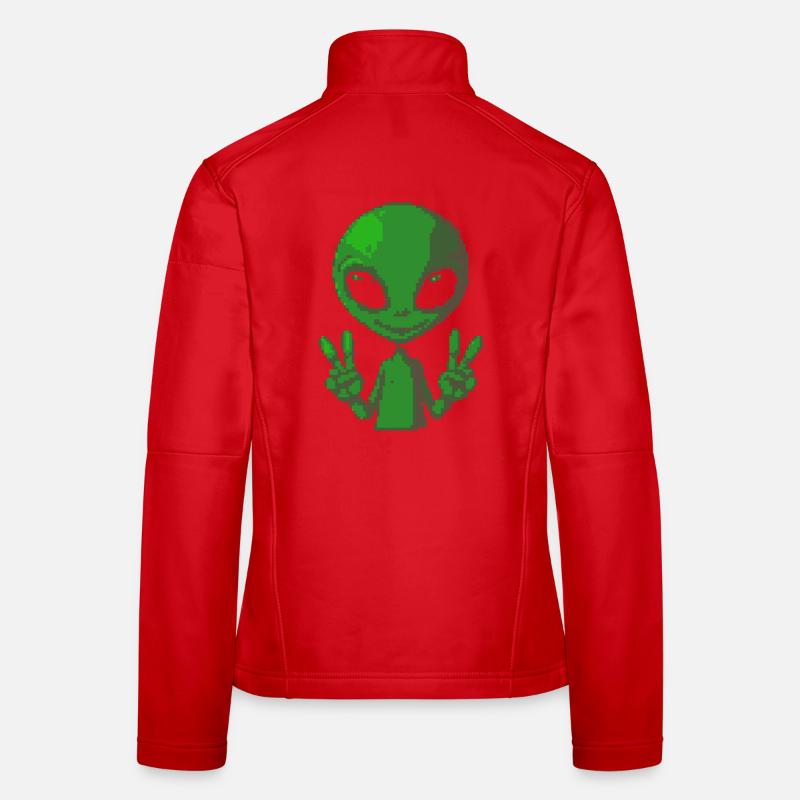 Pixel Alien Friedenszeichen Frauen Softshelljacke
