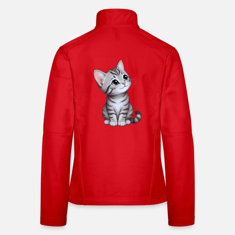 chaton mignon Veste en tissu softshell Femme