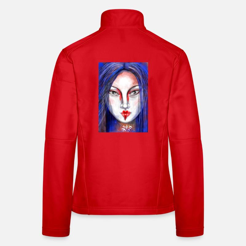 Farbkontrollierte Masken berührte Kunst - Frauen Softshelljacke - Rot