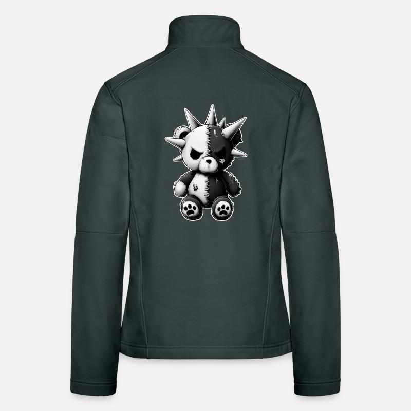 Split Skull Plush Bear Punk Women's Softshell Jacket