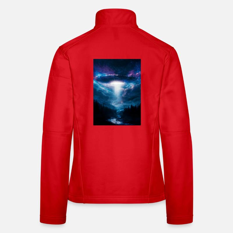UFO-Strahl über Mitternachtswald Frauen Softshelljacke