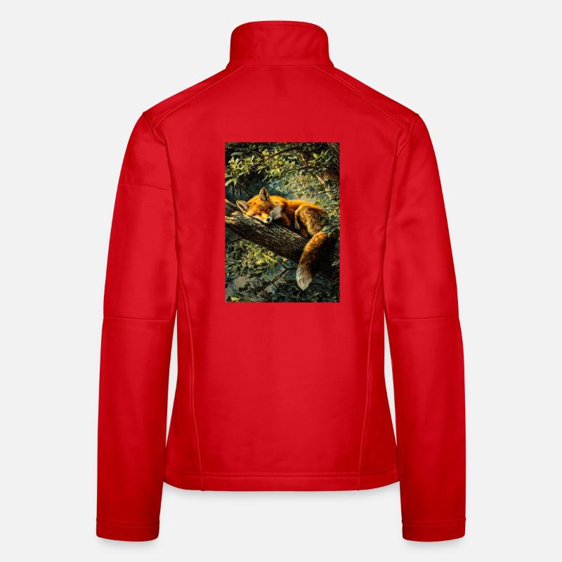 Sleeping Fox in Sunlit Forest Women's Softshell Jacket