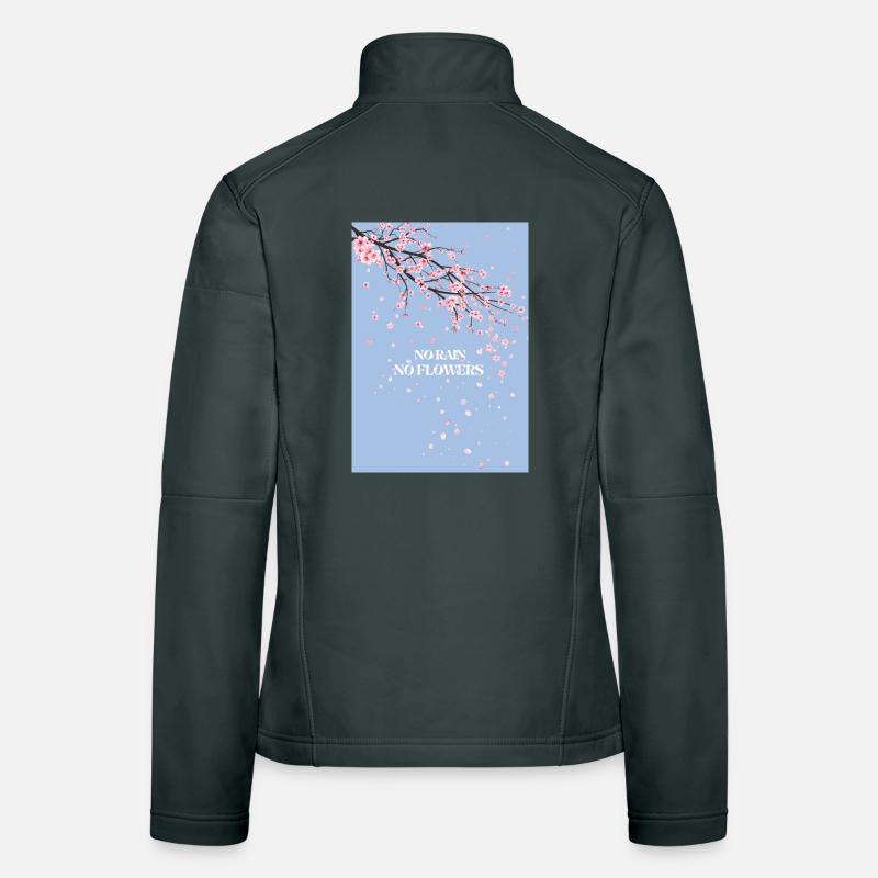 Pas de pluie pas de fleurs Cerisier Fleur Veste en tissu softshell Femme