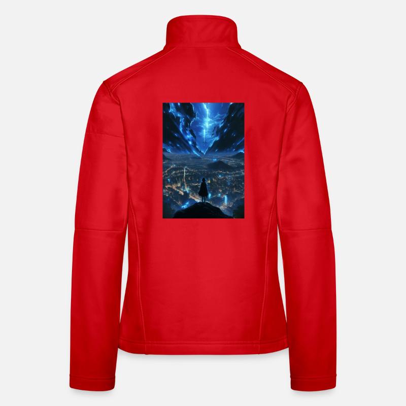 Luminous city under electric sky - Women's Softshell Jacket - red