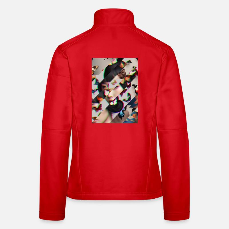 Portrait de papillon Glitch Veste en tissu softshell Femme